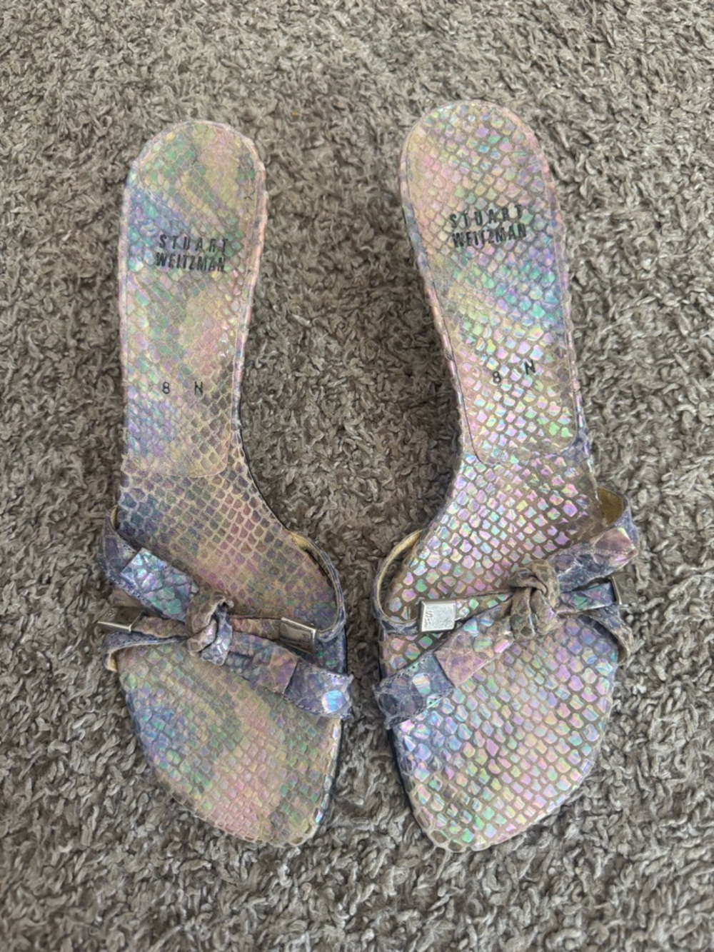 Vintage Stuart Weitzman Iridescent Snake print Sandals